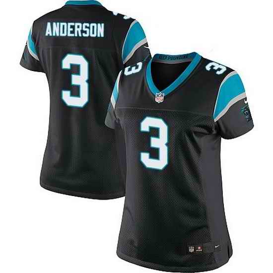 Nike Panthers #3 Derek Anderson Black Team Color Women Stitched NFL Jersey
